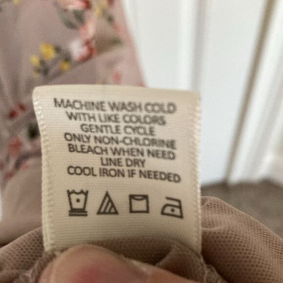 No Comment Womens Slip Style Dress L Blush Taupe Floral Midi Feminine Whimsy - Picture 7 of 10